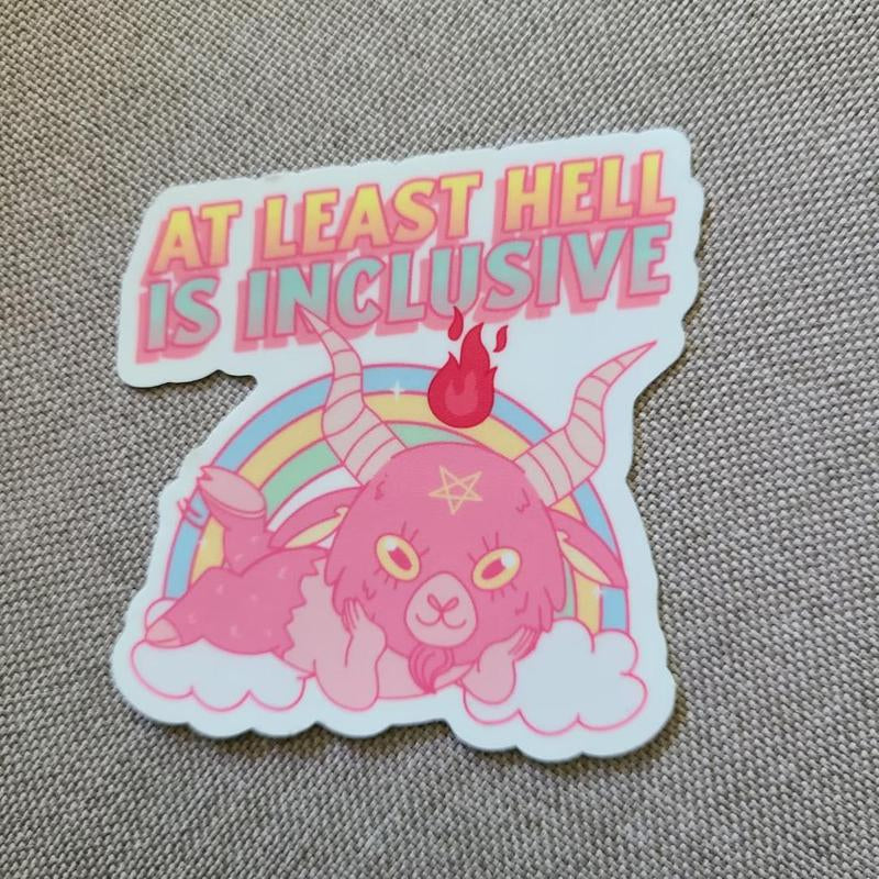 At Least Hell Is Inclusive Car Stickers, Godless Atheist Sticker, Agnostic Sticker, Cute Sticker, Occult Sticker