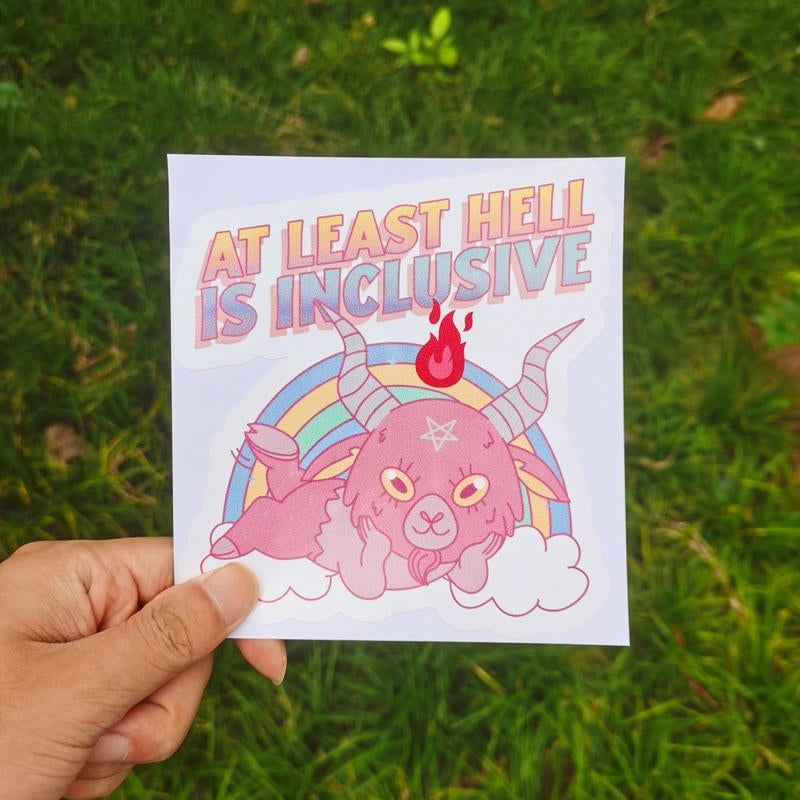At Least Hell Is Inclusive Car Stickers, Godless Atheist Sticker, Agnostic Sticker, Cute Sticker, Occult Sticker